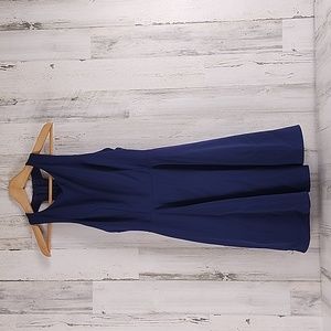 Lulu's navy blue aline skater halter dress open ribcage back Size Small NEW